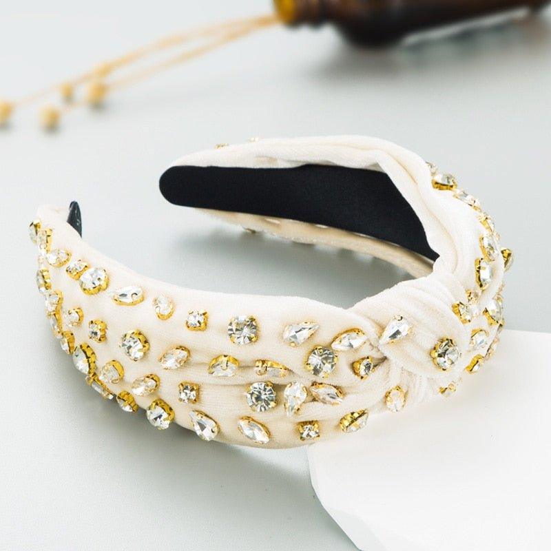 Luxury Velvet Rhinestone Knot Hairband - Klazzi Fashion Boutique