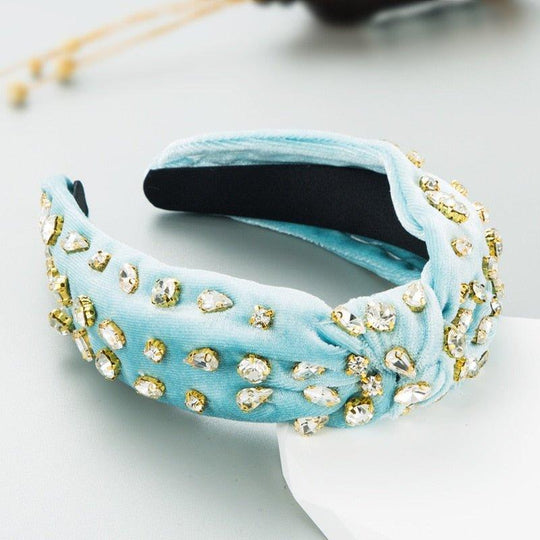 Luxury Velvet Rhinestone Knot Hairband - Klazzi Fashion Boutique