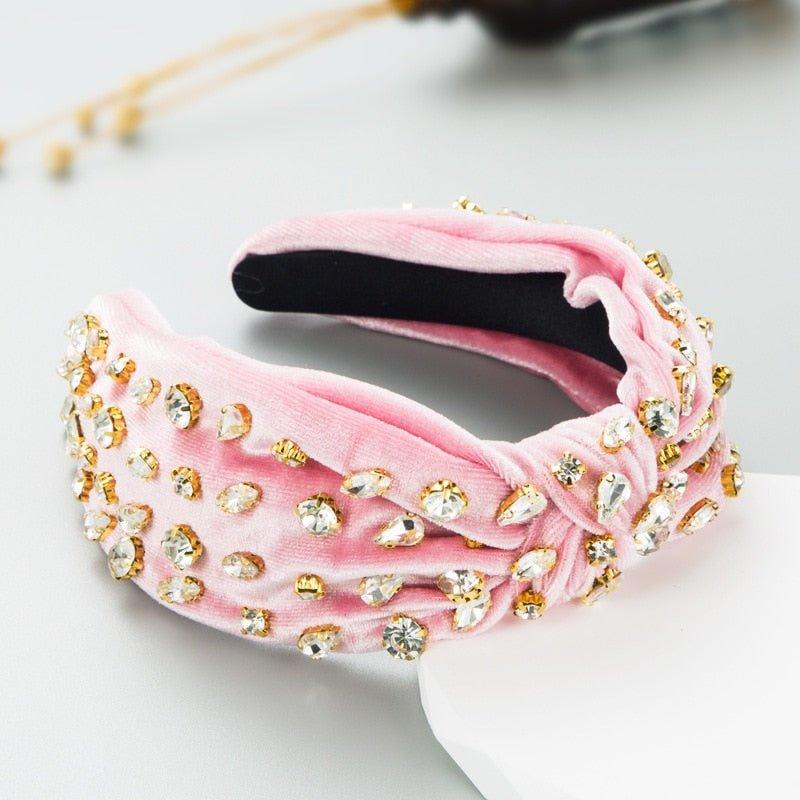 Luxury Velvet Rhinestone Knot Hairband - Klazzi Fashion Boutique