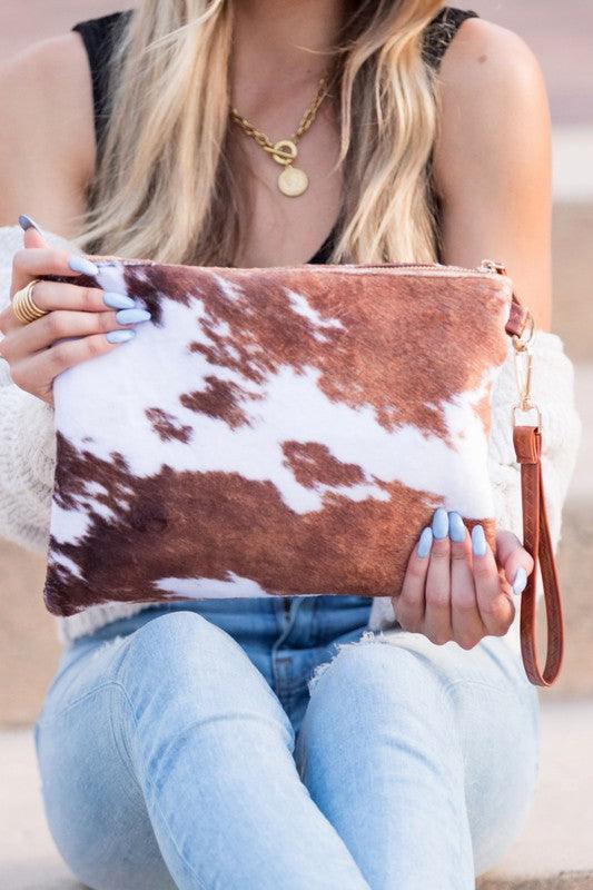 Malene Cow Faux Fur Clutch - Klazzi Fashion Boutique