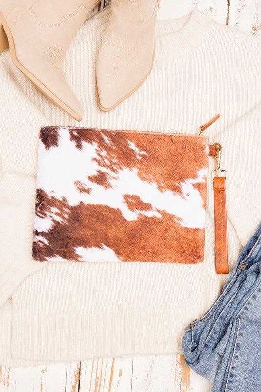 Malene Cow Faux Fur Clutch - Klazzi Fashion Boutique