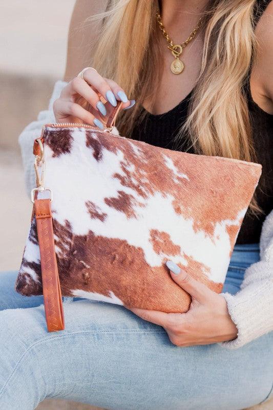 Malene Cow Faux Fur Clutch - Klazzi Fashion Boutique