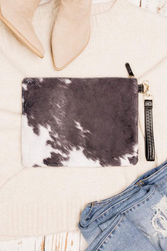 Malene Cow Faux Fur Clutch - Klazzi Fashion Boutique