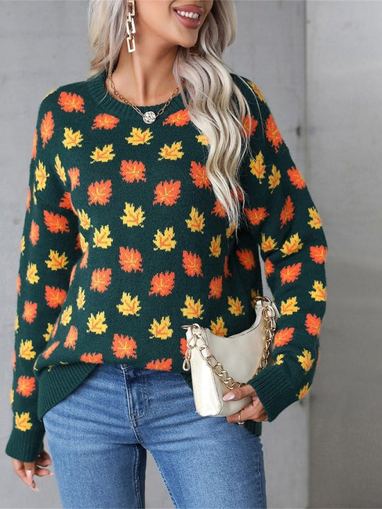 Maple Leafs Autumn Knit Sweater - Klazzi Fashion Boutique