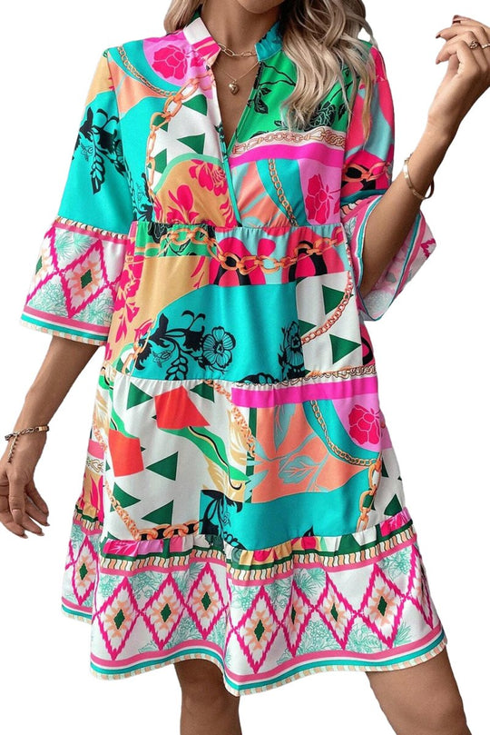 Marlene Multicolor Abstract Mini Dress - Klazzi Fashion Boutique