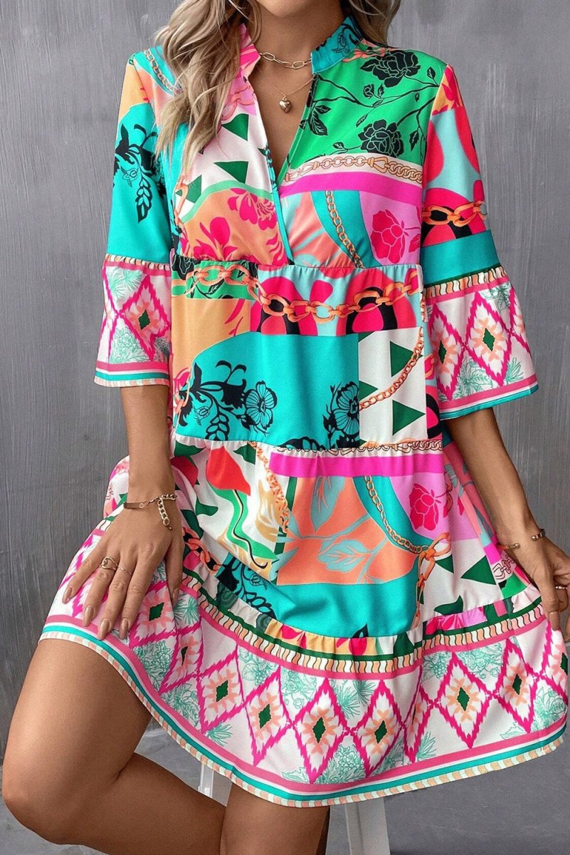 Marlene Multicolor Abstract Mini Dress - Klazzi Fashion Boutique