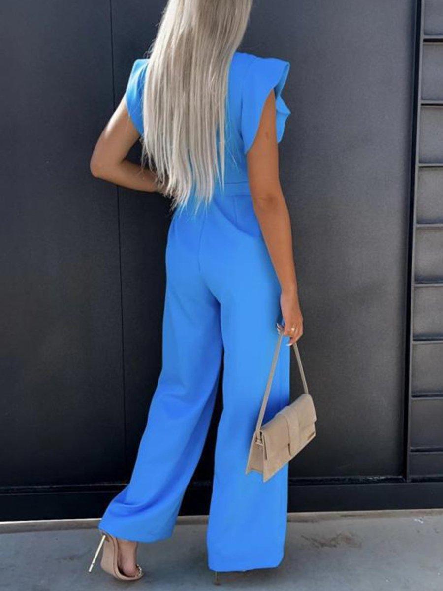 Marlene Ruffled Cap Sleeve Jumpsuit - Klazzi Fashion Boutique