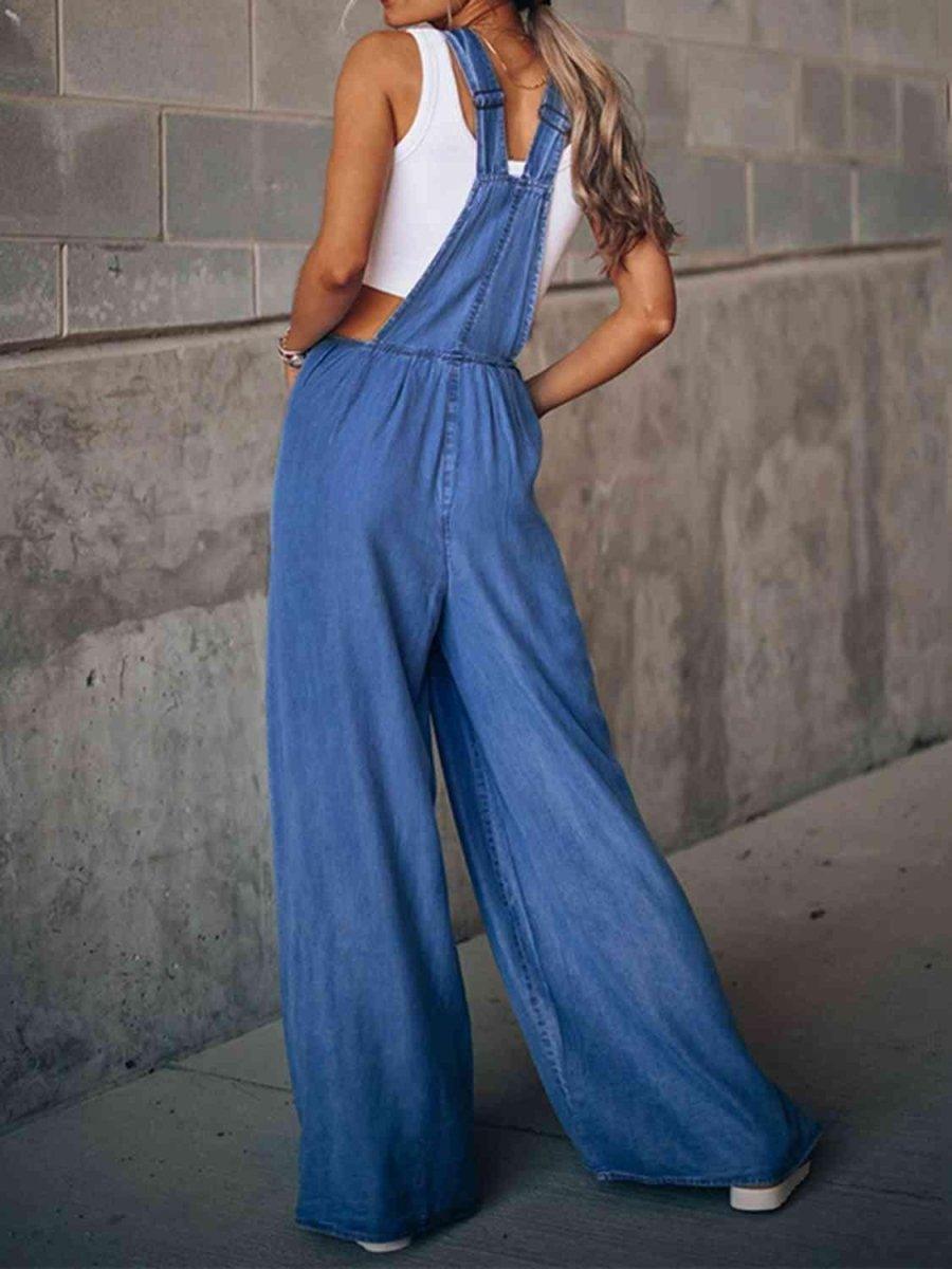 Mason Wide Leg Denim Overalls - Klazzi Fashion Boutique