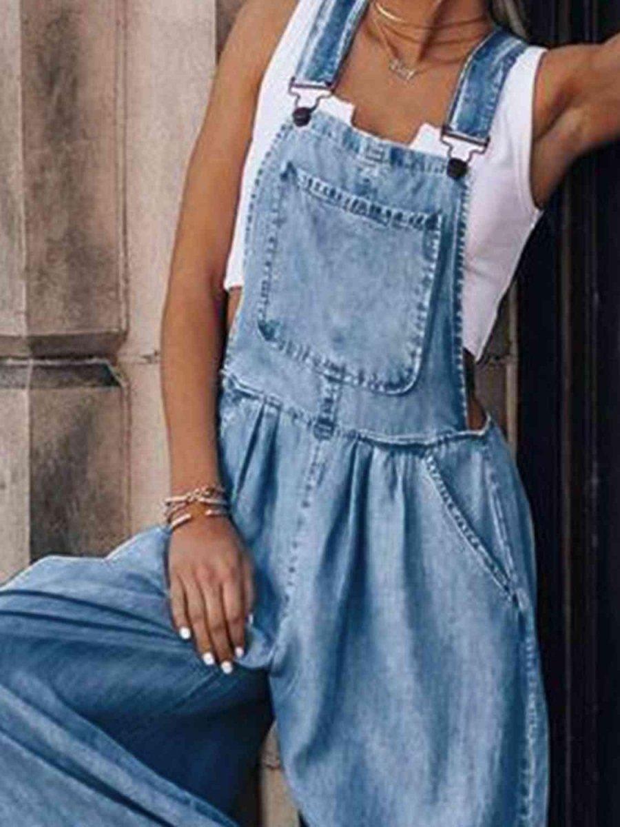 Mason Wide Leg Denim Overalls - Klazzi Fashion Boutique