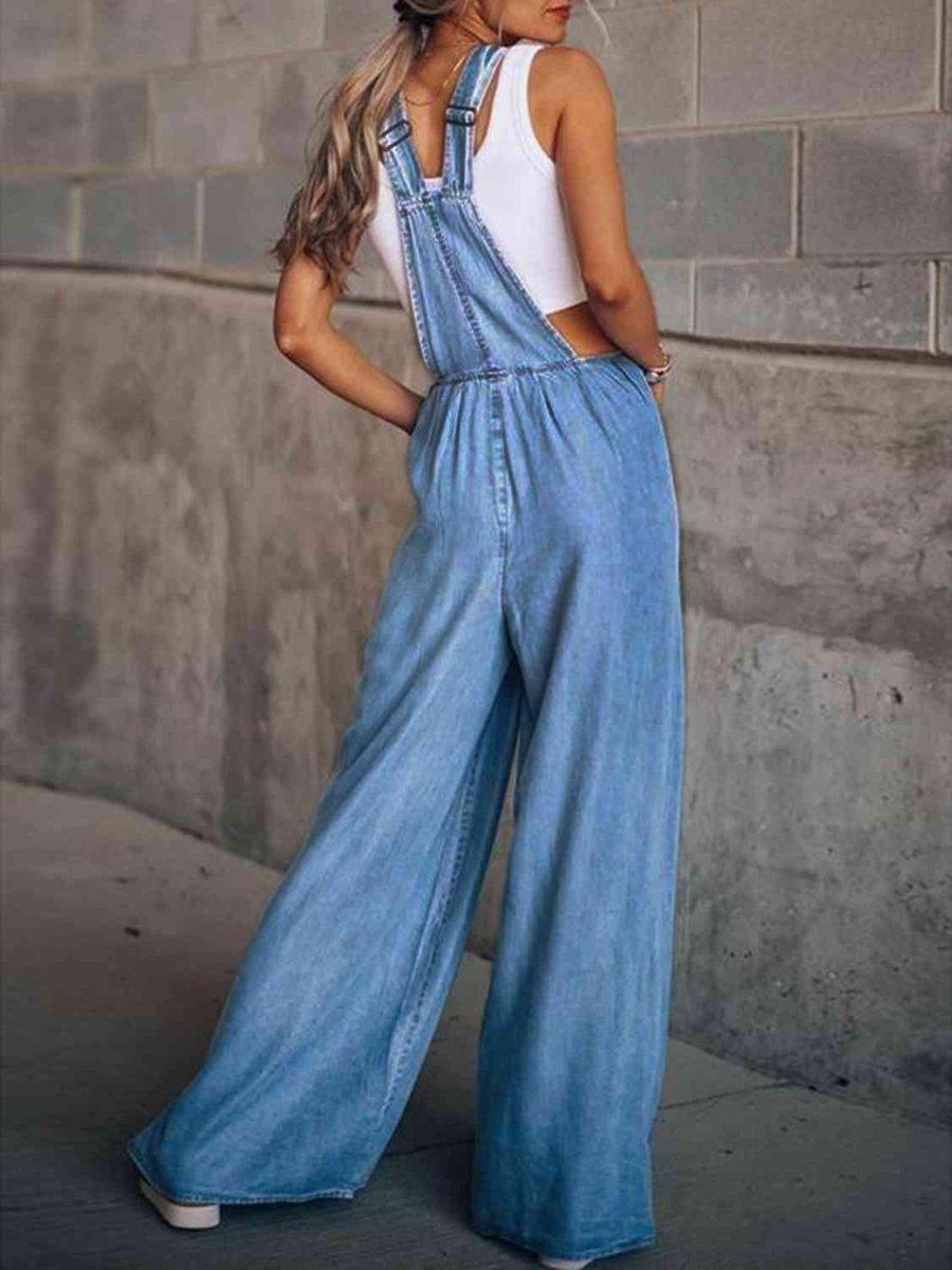 Mason Wide Leg Denim Overalls - Klazzi Fashion Boutique