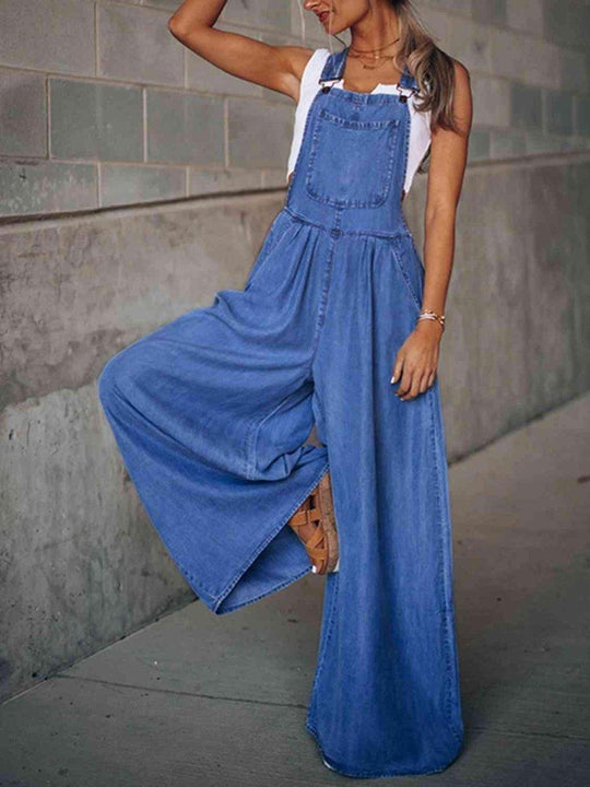 Mason Wide Leg Denim Overalls - Klazzi Fashion Boutique