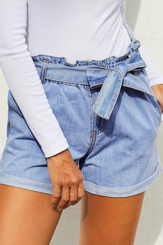 Leon Paper Bag Waist Denim Shorts