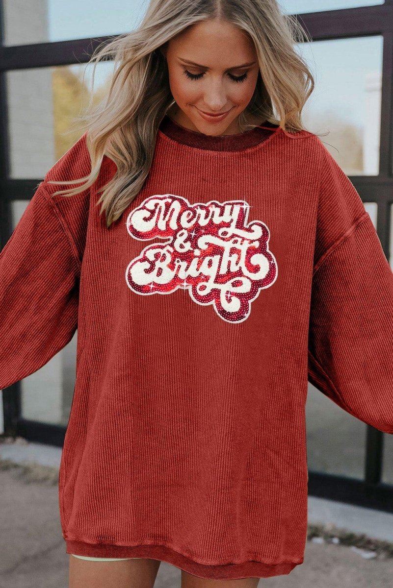 Merry & Bright Sequin Sweatshirt - Klazzi Fashion Boutique