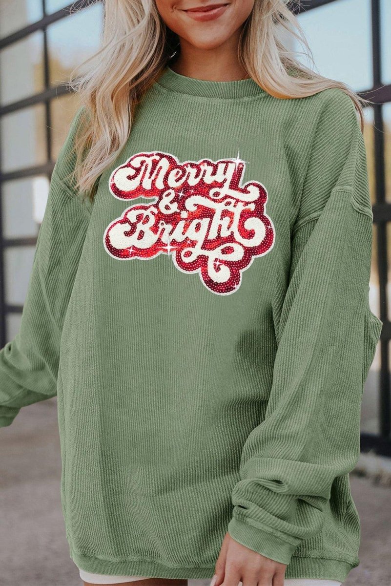 Merry & Bright Sequin Sweatshirt - Klazzi Fashion Boutique