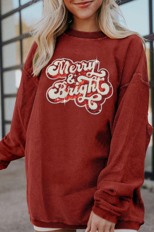 Merry & Bright Sequin Sweatshirt - Klazzi Fashion Boutique