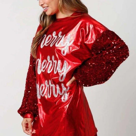 Merry Merry Merry Holiday Sequins Mini Dress - Klazzi Fashion Boutique