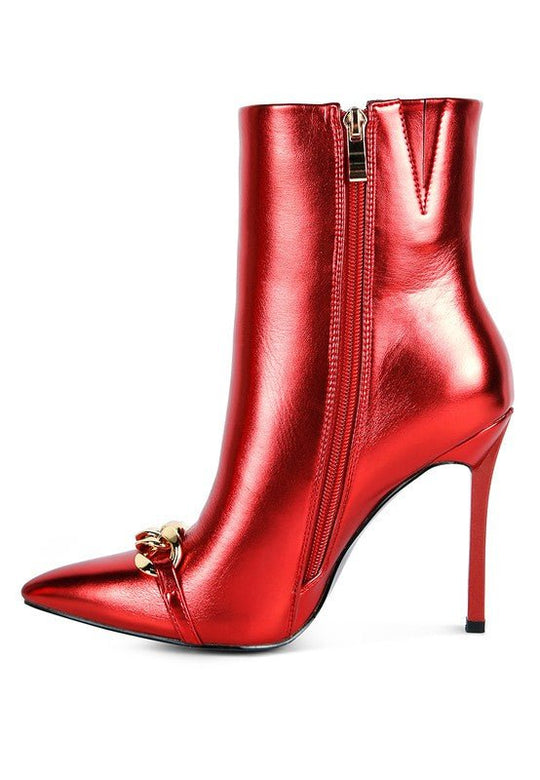 Metallic Stiletto Ankle Boots - Klazzi Fashion Boutique