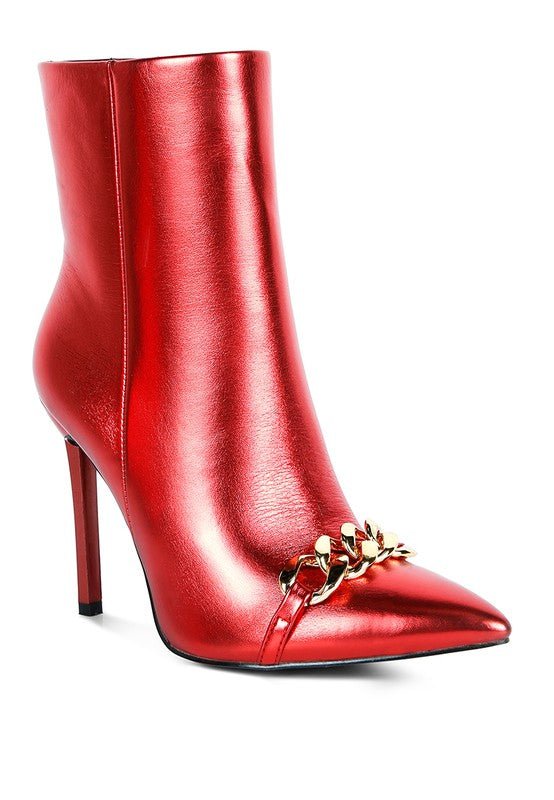 Metallic Stiletto Ankle Boots - Klazzi Fashion Boutique