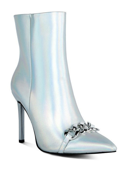 Metallic Stiletto Ankle Boots - Klazzi Fashion Boutique