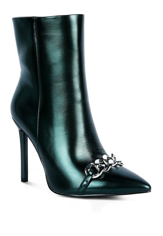 Metallic Stiletto Ankle Boots - Klazzi Fashion Boutique