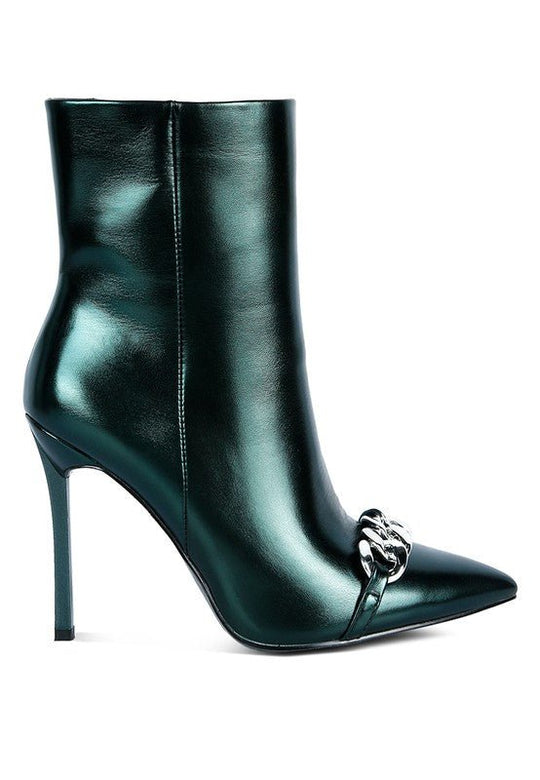 Metallic Stiletto Ankle Boots - Klazzi Fashion Boutique