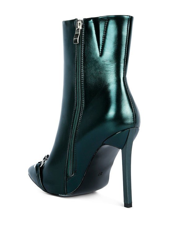 Metallic Stiletto Ankle Boots - Klazzi Fashion Boutique