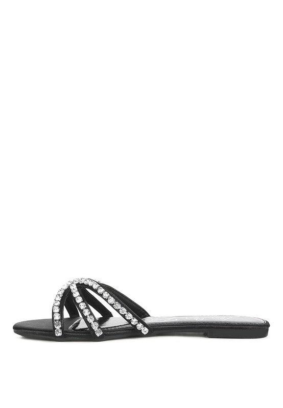 Mezzie Dimante Strap Flat Sandals - Klazzi Fashion Boutique