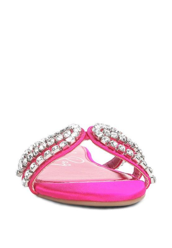 Mezzie Dimante Strap Flat Sandals - Klazzi Fashion Boutique