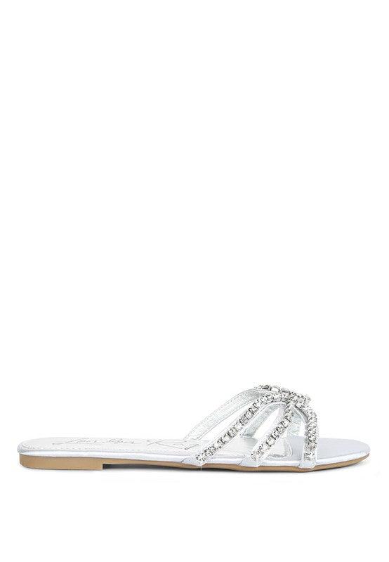 Mezzie Dimante Strap Flat Sandals - Klazzi Fashion Boutique