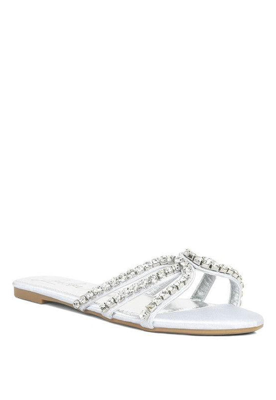 Mezzie Dimante Strap Flat Sandals - Klazzi Fashion Boutique