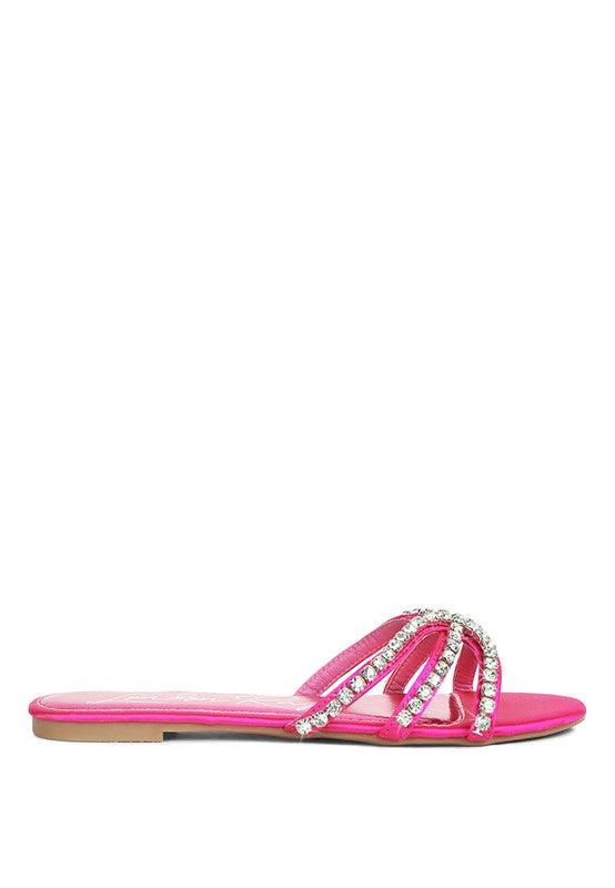 Mezzie Dimante Strap Flat Sandals - Klazzi Fashion Boutique