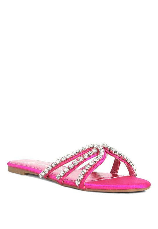 Mezzie Dimante Strap Flat Sandals - Klazzi Fashion Boutique