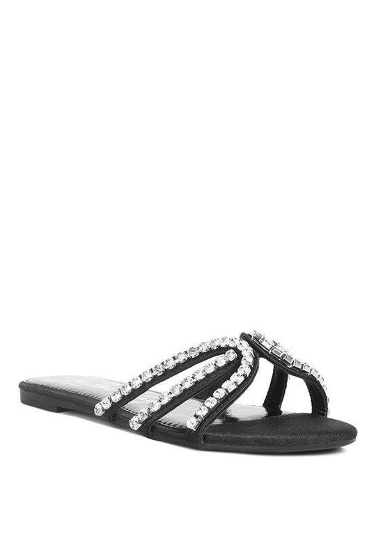 Mezzie Dimante Strap Flat Sandals - Klazzi Fashion Boutique