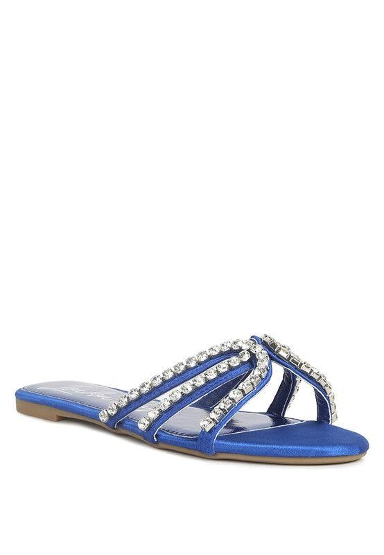 Mezzie Dimante Strap Flat Sandals - Klazzi Fashion Boutique