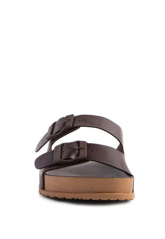 MINATA PLATFORM BUCKLED SLIDE SANDALS - Klazzi Fashion Boutique