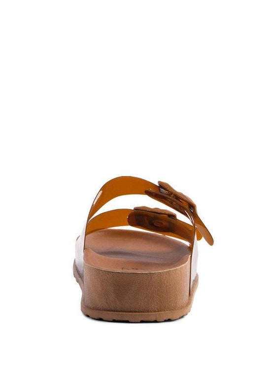 MINATA PLATFORM BUCKLED SLIDE SANDALS - Klazzi Fashion Boutique