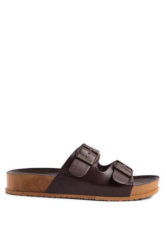 MINATA PLATFORM BUCKLED SLIDE SANDALS - Klazzi Fashion Boutique