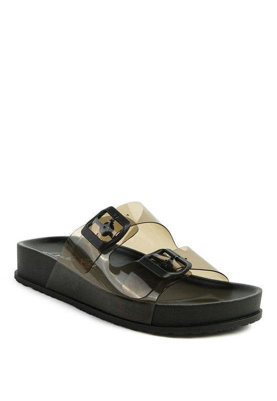 MINATA PLATFORM BUCKLED SLIDE SANDALS - Klazzi Fashion Boutique