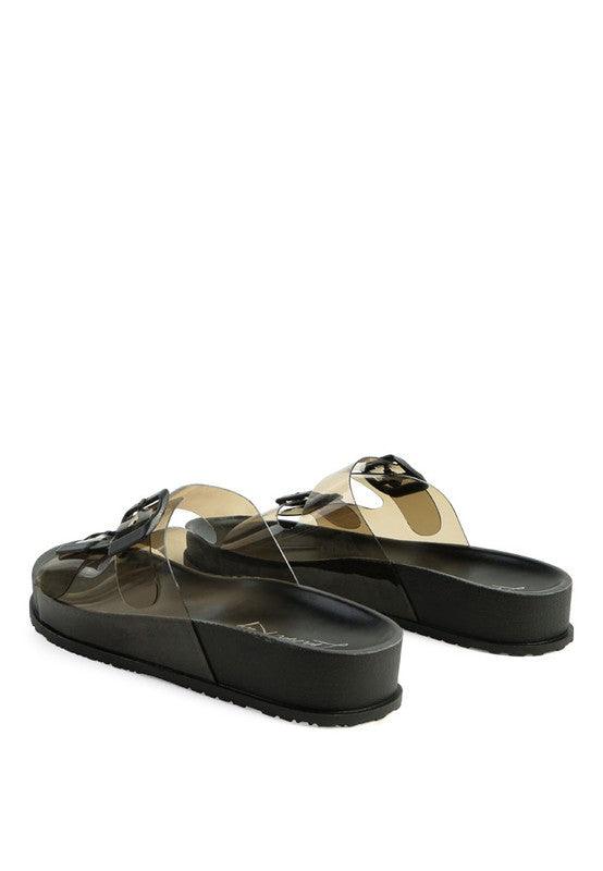 MINATA PLATFORM BUCKLED SLIDE SANDALS - Klazzi Fashion Boutique