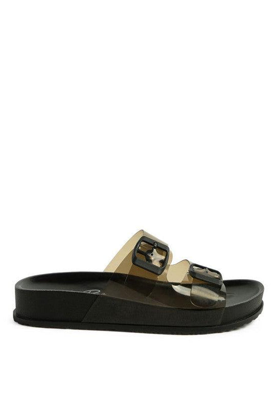 MINATA PLATFORM BUCKLED SLIDE SANDALS - Klazzi Fashion Boutique