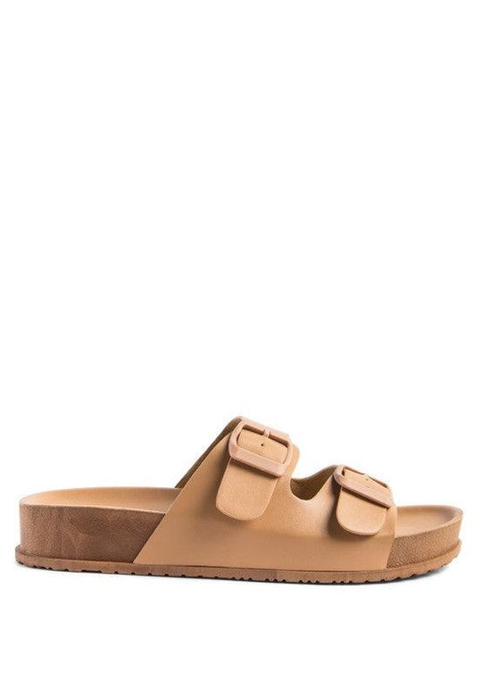 MINATA PLATFORM BUCKLED SLIDE SANDALS - Klazzi Fashion Boutique