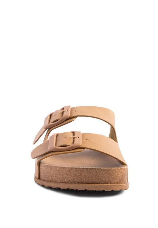 MINATA PLATFORM BUCKLED SLIDE SANDALS - Klazzi Fashion Boutique