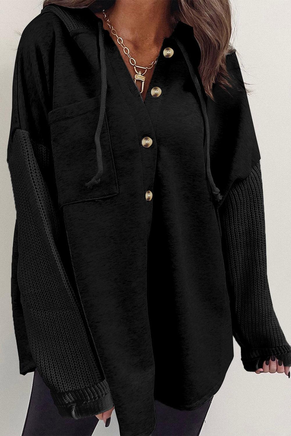Black Molly Knitted Hooded Jacket