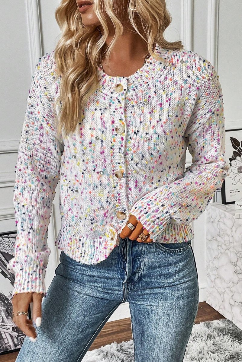 Multicolor Confetti Sweater Cardigan - Klazzi Fashion Boutique