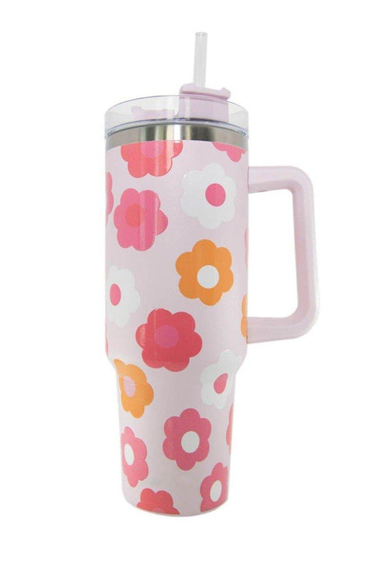 Multicolor Flower Handled Stainless Cup - Klazzi Fashion Boutique