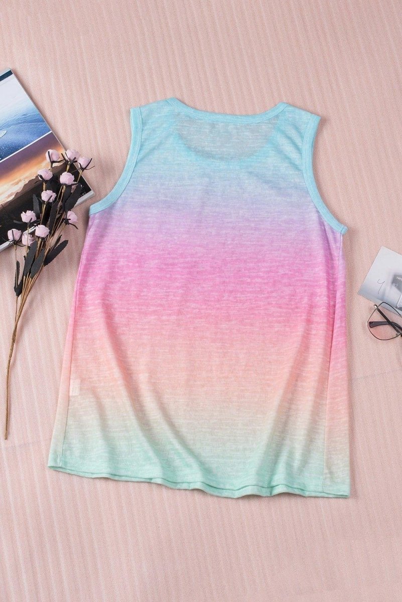 Multicolor Tie Dye Sleeveless Tank Top - Klazzi Fashion Boutique