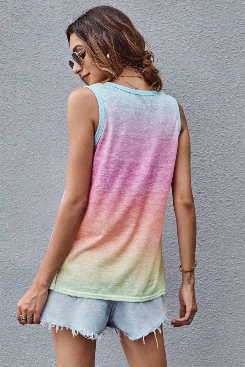 Multicolor Tie Dye Sleeveless Tank Top - Klazzi Fashion Boutique