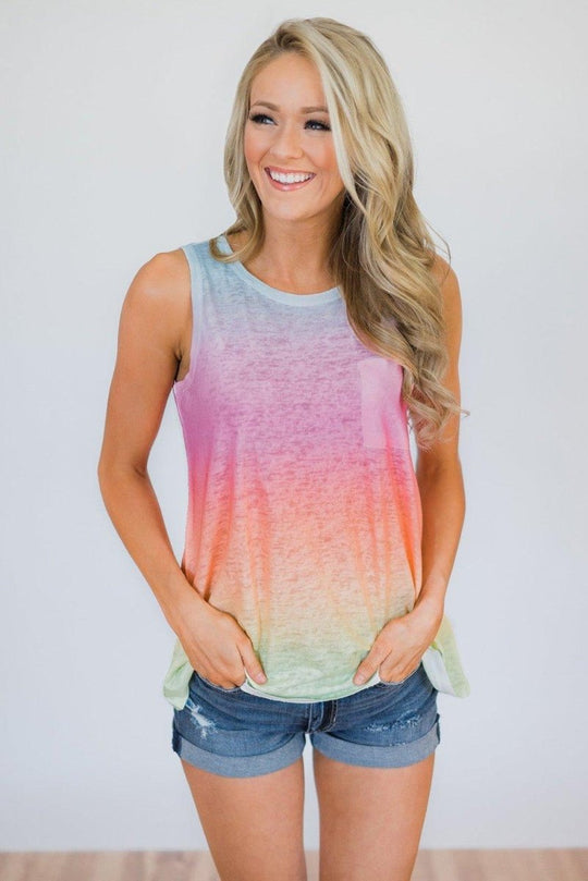 Multicolor Tie Dye Sleeveless Tank Top - Klazzi Fashion Boutique