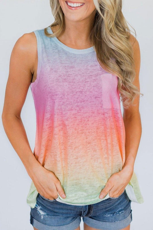 Multicolor Tie Dye Sleeveless Tank Top - Klazzi Fashion Boutique