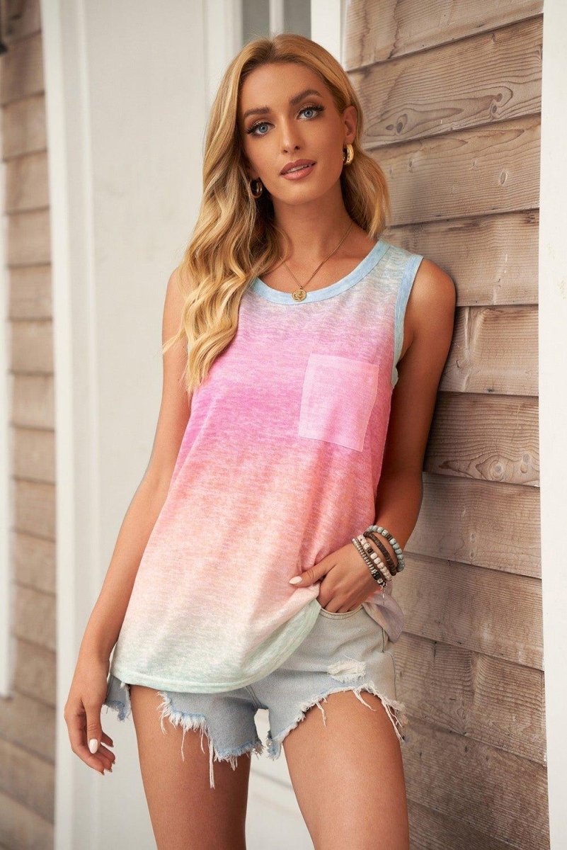 Multicolor Tie Dye Sleeveless Tank Top - Klazzi Fashion Boutique